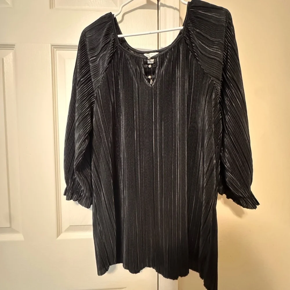 Cato Black Pleated Blouse - Picture 1 of 8